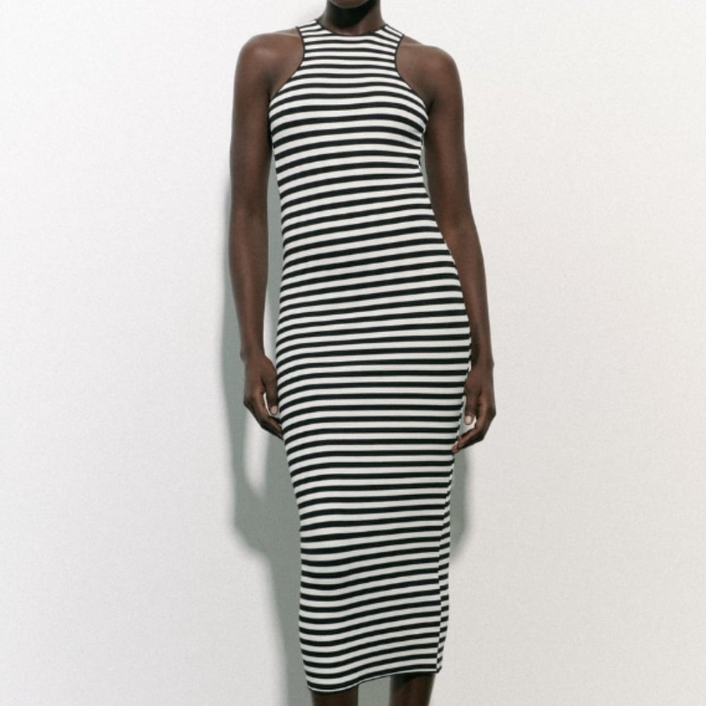 Zara Stretch Knit  Striped Dress